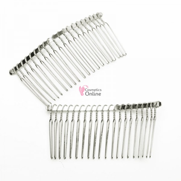 Pieptene din metal BT010EE Argintiu pentru decor par sau Voal de Mireasa - 22 pini